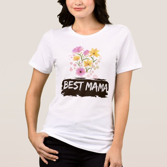 T-shirt En Tri-matière Best Mama Watercolour Flowers t shirt (Recto)