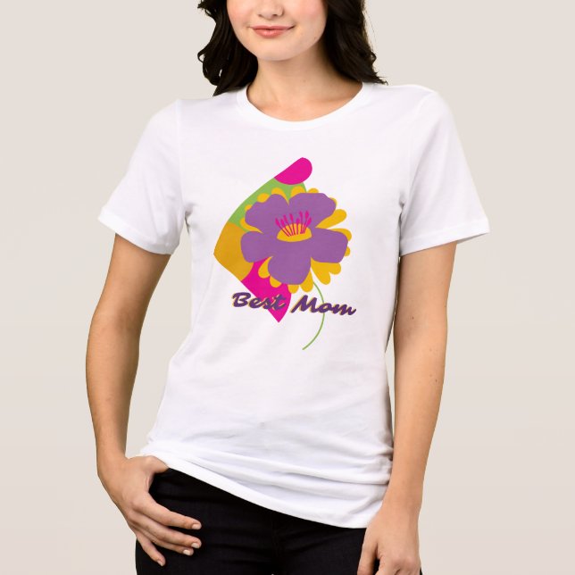 T-shirt En Tri-matière Best Mom Colourful Trendy Design (Recto)