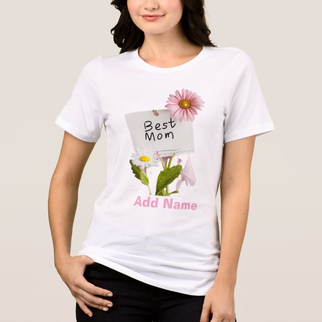 T-shirt En Tri-matière Best Mom Floral Pink Daisy Mother's Day Gift  (Recto)