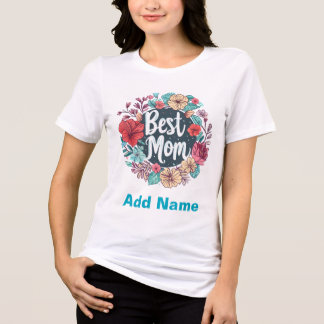 T-shirt En Tri-matière Best Mom Floral Wreath - Elegant Mother's Day Gift