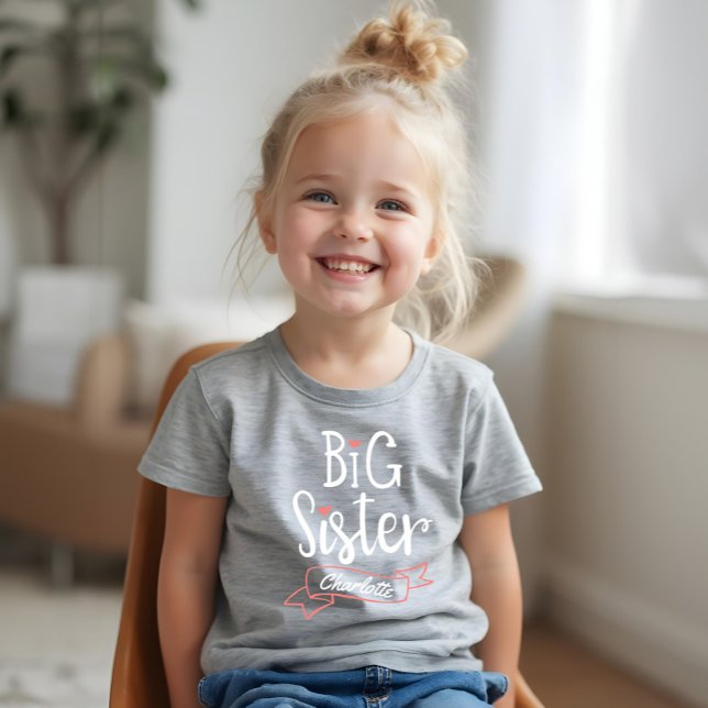 T-shirt En Tri-matière Big Sister Baby Faire-part Nom et monogramme (Big Sister Baby Announcement Name & Monogram Tri-Blend Shirt)