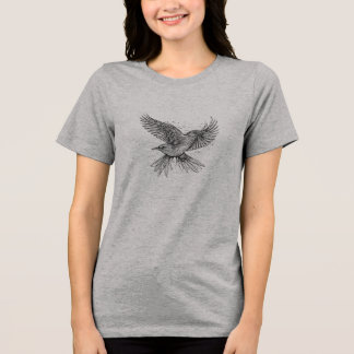 T-shirt En Tri-matière Bird Line Art T-Shirt | Minimalist One Line Drawin