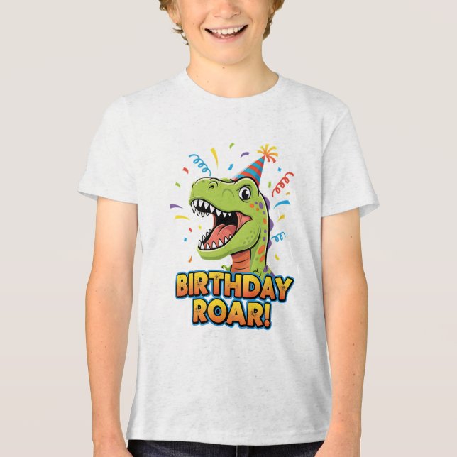 T-shirt En Tri-matière Birthday Roar Cute Dinosaur Birthday Party Design (Recto)