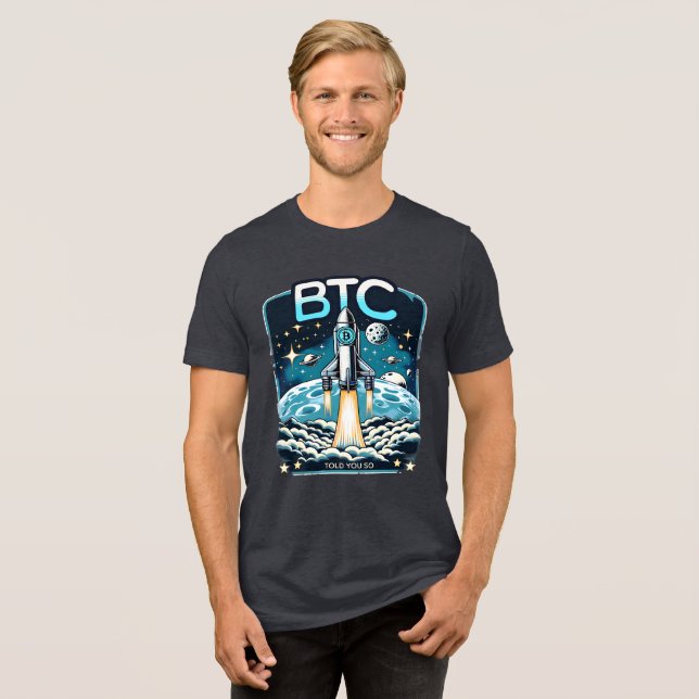 T-shirt En Tri-matière Bitcoin Rocket Crypto Mème BTC (Recto plein)