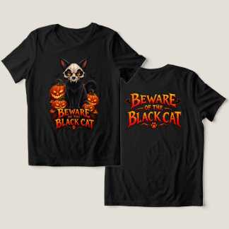 T-shirt En Tri-matière Black Cat Skull Halloween with Jack O Lanterns – S