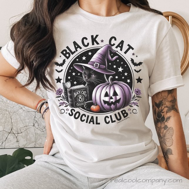 T-shirt En Tri-matière Black Cat Social Club Halloween T Shirt (Créateur téléchargé)