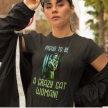 Black Green Blue Personnalisé Crazy Cat Femme