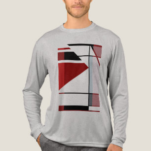 T-shirt En Tri-matière Black Red Burgundy MCM Look Art géométrique Abstra