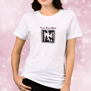 T-shirt En Tri-matière Black White Riding Hood Bois Loup Cadre Fantaisie