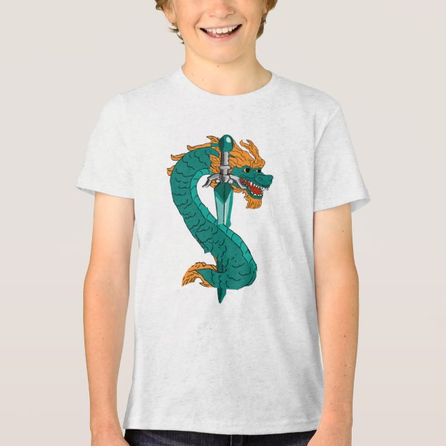 T-shirt En Tri-matière Blason classique de l'épée du dragon vert (Recto)