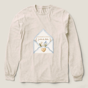T-shirt En Tri-matière Bleu Clair Crème Enveloppe Cœur Floral Français
