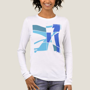 T-shirt En Tri-matière Bleu clair et Royal Turquoise Courbé Géométrique A