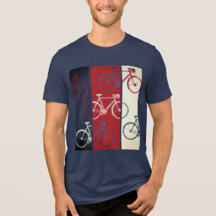 T-shirt En Tri-matière Bleu Rouge Vélos Graphique Style urbain