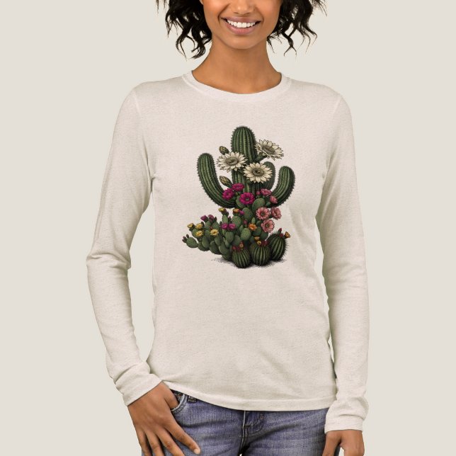 T-shirt En Tri-matière Blooming Cactus Botanical Art (Recto)