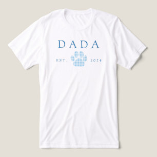 T-shirt En Tri-matière Blue Dada En vichy chiot Empreinte de patte Annive