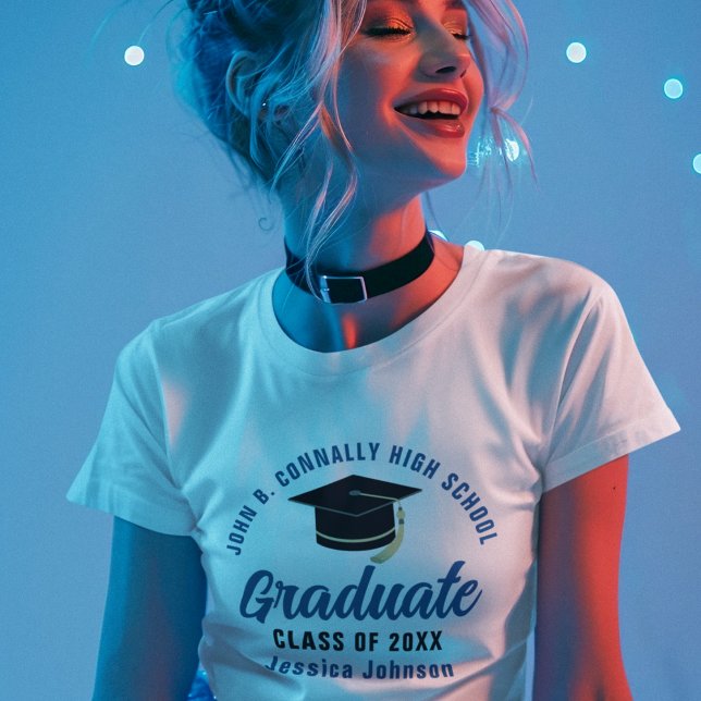 T-shirt En Tri-matière Blue Graduate Custom 2025 Graduation Femmes (Créateur téléchargé)
