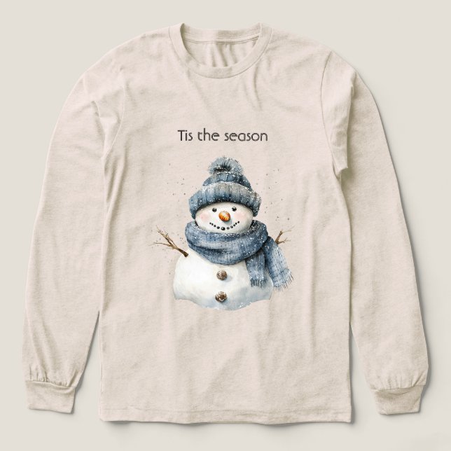 T-shirt En Tri-matière Blue Snowman Christmas (Motif devant)