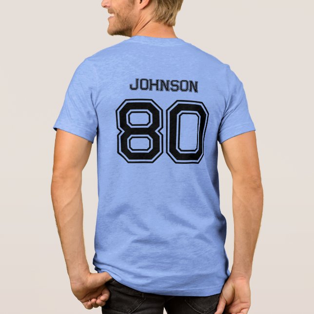 T-shirt En Tri-matière Blue Sports Team Personnalisé Nom, Numéro, Équipe  (Verso)