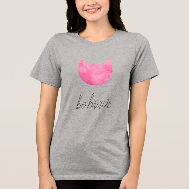 T-shirt En Tri-matière Blush Pink Ombre Chat Soyez Courageux (Recto)