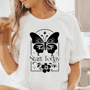 T-shirt En Tri-matière Boho Démarrez Aujourd'hui Papillon Motivationnel