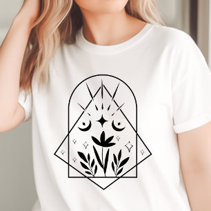 T-shirt En Tri-matière Boho Lune de croissant géométrique Botanique