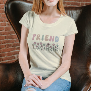 T-shirt En Tri-matière Boho Pastel Friend Floral Word Art
