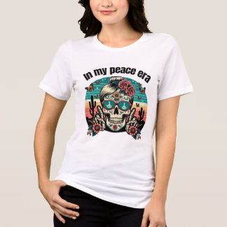 T-shirt En Tri-matière Boho Peace Era Skull – Retro Desert Floral Design"