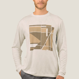 T-shirt En Tri-matière Boîtes géométriques Taupe Tan Conception Abstraite