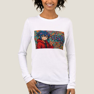T-shirt En Tri-matière Bold Red Anime USA Graphic T-Shirt