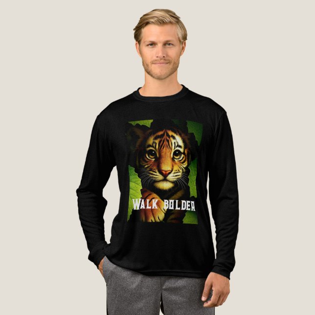 T-shirt En Tri-matière Bold Tiger Cub in Jungle Leaves | Men's T-shirt (Recto complet)