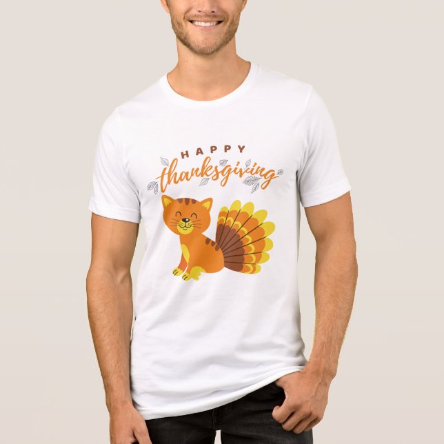 T-shirt En Tri-matière Bon thanksgiving Funny Humour de chat moderne (Recto)