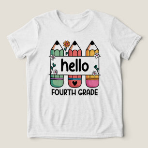 T-shirt En Tri-matière Bonjour 4e année Enseignant Cute crayon