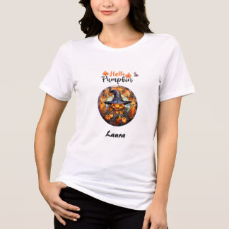 T-shirt En Tri-matière Bonjour Citrouille Effrayante d'Halloween