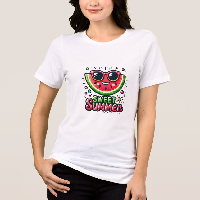T-shirt En Tri-matière Bonjour été - Kawaii Summer Tee pour femmes et Tee (Recto)