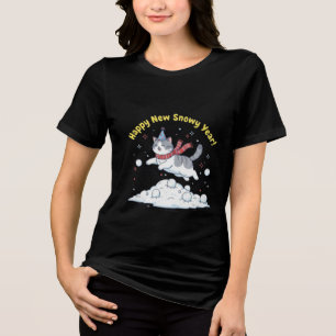 T-shirt En Tri-matière Bonne Année enneigée 2026 Chaton mignon Cadeau d'h