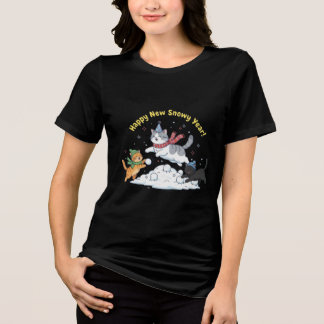 T-shirt En Tri-matière Bonne année enneigée 2026 Chats mignons Hiver