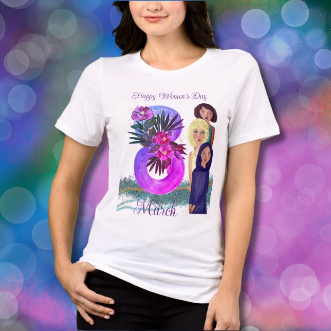 T-shirt En Tri-matière Bonne Journée des Femmes | 8 mars (Happy Women's Day _ March 8th light Tri-Blend Shirt)