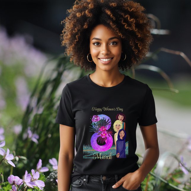 T-shirt En Tri-matière Bonne Journée des Femmes | 8 mars Vibrant Dark (Happy Women's Day  March 8th Vibrant Dark Tri-Blend Shirt)