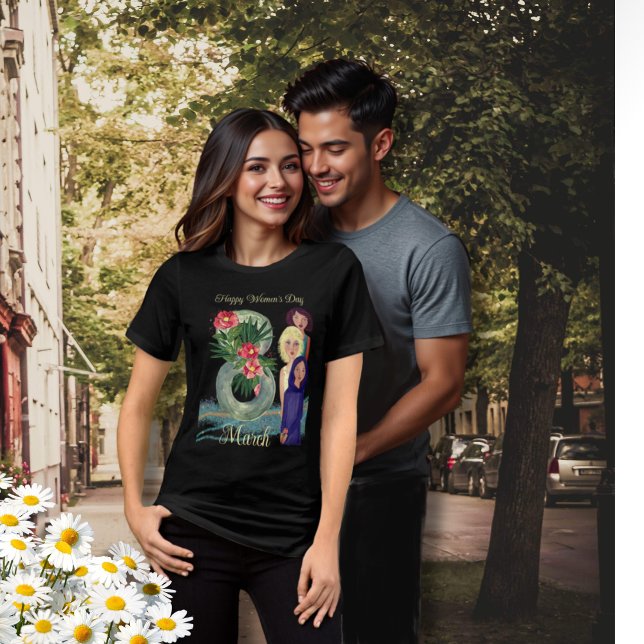 T-shirt En Tri-matière Bonne Journée des Femmes | 8 mars Vibrant Dark (Happy Women's Day  March 8th Vibrant Dark Tri-Blend Shirt)