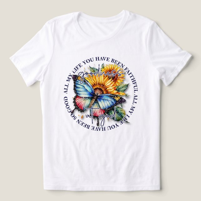 T-shirt En Tri-matière Bonté à Dieu Citation avec papillon et tournesol (Design Recto)