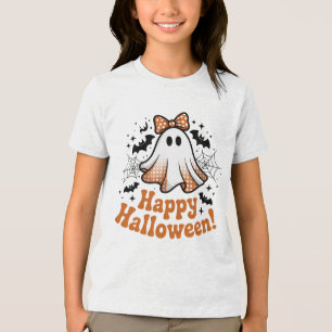T-shirt En Tri-matière Boo Halloween À damiers Éffrayant Fun Kids Hallowe