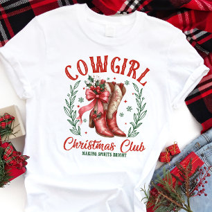 T-shirt En Tri-matière Bottes de vacances de Cowgirl Christmas Club