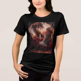 T-shirt En Tri-matière Boudoir victorien gothique Corse Miroir Roses roug