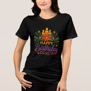 T-shirt En Tri-matière Bougie Joyeux Anniversaire Bella+Canvas Femme