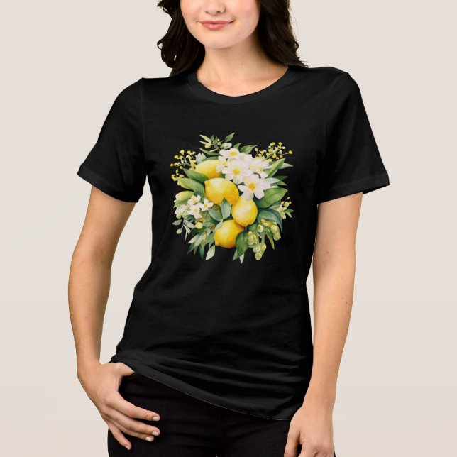 T-shirt En Tri-matière Bouquet de citron aux fleurs blanches (Recto)