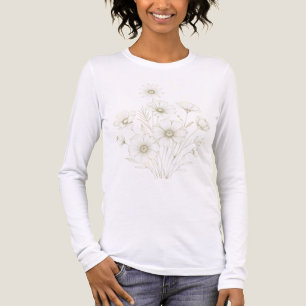 T-shirt En Tri-matière Bouquet de Cosmos Délicat Ligne d'Art Grâce
