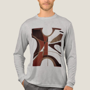 T-shirt En Tri-matière Bourgogne Brown Noir Gras Grand Géométrique Abstra