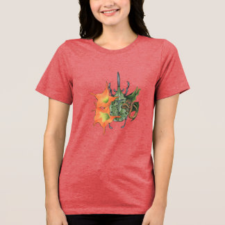 T-shirt En Tri-matière Bousier vert aux fleurs orange