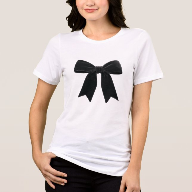 T-shirt En Tri-matière Bow velours noir élégant Posh tendance (Recto)