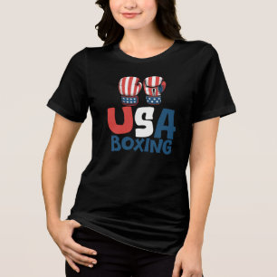 T-shirt En Tri-matière Boxing USA, Conception de boxe Drapeau Américain